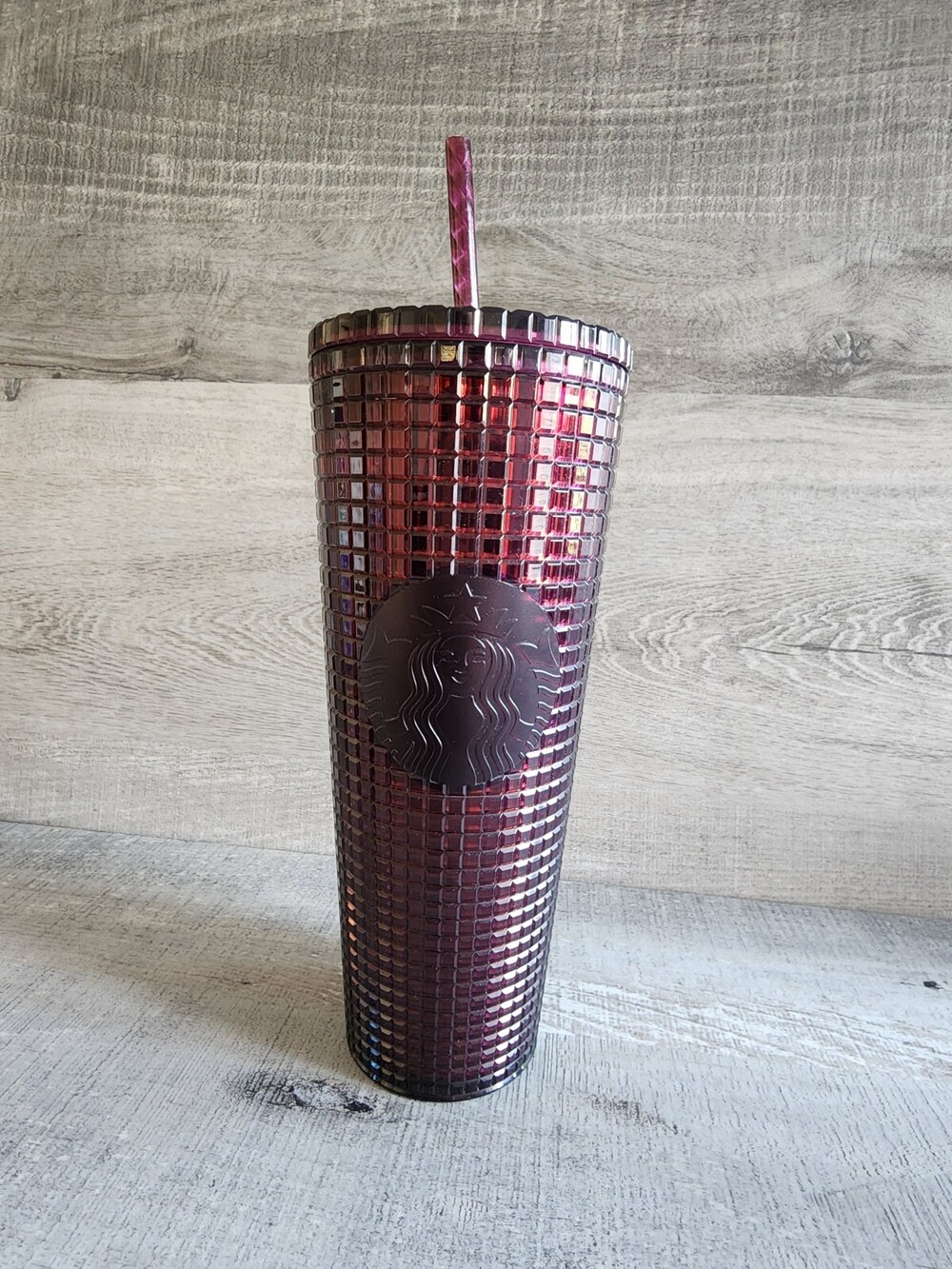 Starbucks 2020 Holiday Studded Grid Cold Cup Tumbler Venti Berry Plum Purple